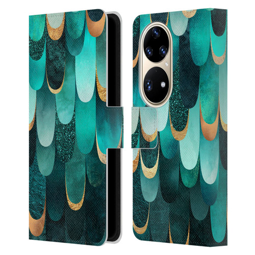 Elisabeth Fredriksson Sparkles Turquoise Leather Book Wallet Case Cover For Huawei P50 Pro