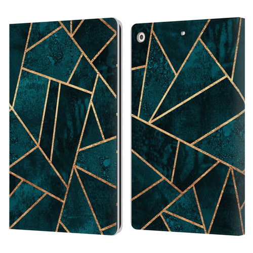 Elisabeth Fredriksson Sparkles Deep Teal Stone Leather Book Wallet Case Cover For Apple iPad 10.2 2019/2020/2021