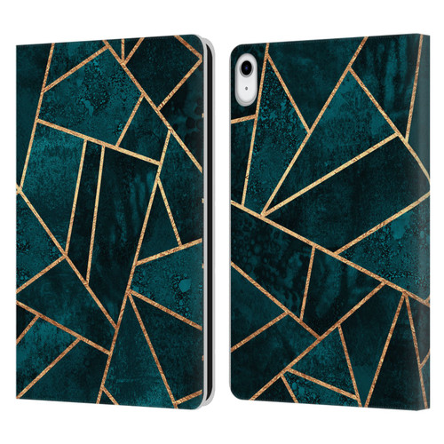 Elisabeth Fredriksson Sparkles Deep Teal Stone Leather Book Wallet Case Cover For Apple iPad 10.9 (2022)