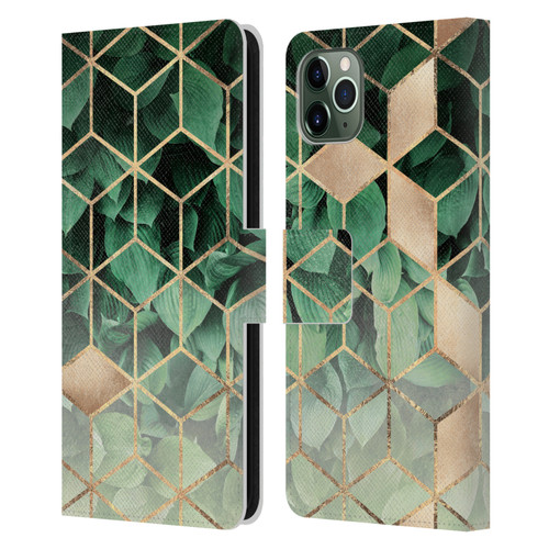 Elisabeth Fredriksson Sparkles Leaves And Cubes Leather Book Wallet Case Cover For Apple iPhone 11 Pro Max