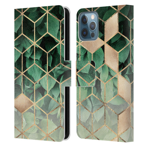 Elisabeth Fredriksson Sparkles Leaves And Cubes Leather Book Wallet Case Cover For Apple iPhone 12 / iPhone 12 Pro