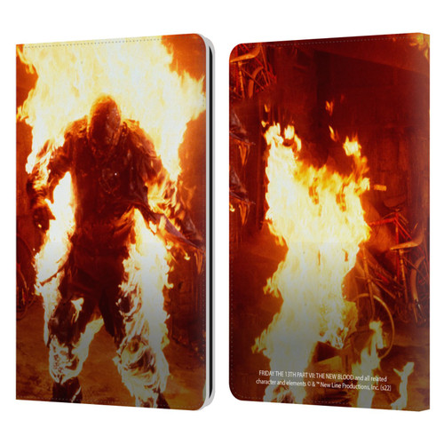 Friday the 13th Part VII The New Blood Graphics Jason Voorhees On Fire Leather Book Wallet Case Cover For Amazon Kindle Paperwhite 1 / 2 / 3