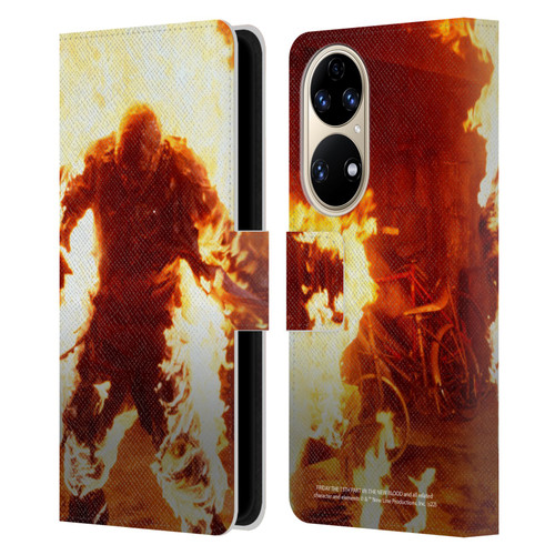 Friday the 13th Part VII The New Blood Graphics Jason Voorhees On Fire Leather Book Wallet Case Cover For Huawei P50