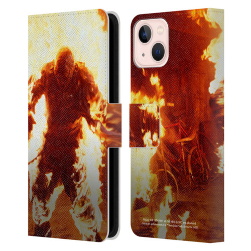 Friday the 13th Part VII The New Blood Graphics Jason Voorhees On Fire Leather Book Wallet Case Cover For Apple iPhone 13