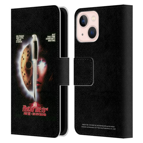 Friday the 13th Part VII The New Blood Graphics Key Art Leather Book Wallet Case Cover For Apple iPhone 13 Mini