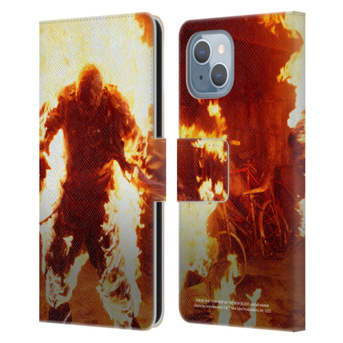 Friday the 13th Part VII The New Blood Graphics Jason Voorhees On Fire Leather Book Wallet Case Cover For Apple iPhone 14