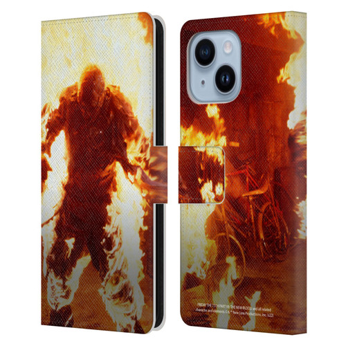 Friday the 13th Part VII The New Blood Graphics Jason Voorhees On Fire Leather Book Wallet Case Cover For Apple iPhone 14 Plus