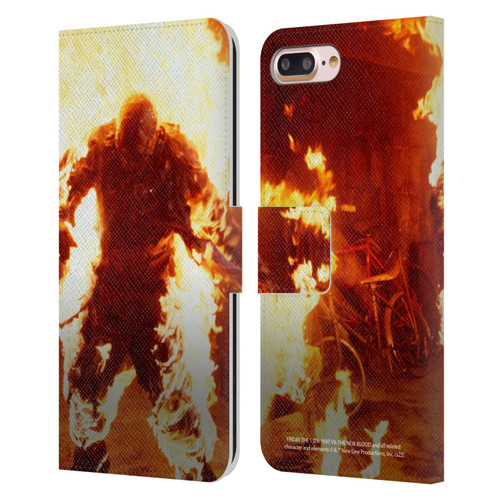 Friday the 13th Part VII The New Blood Graphics Jason Voorhees On Fire Leather Book Wallet Case Cover For Apple iPhone 7 Plus / iPhone 8 Plus