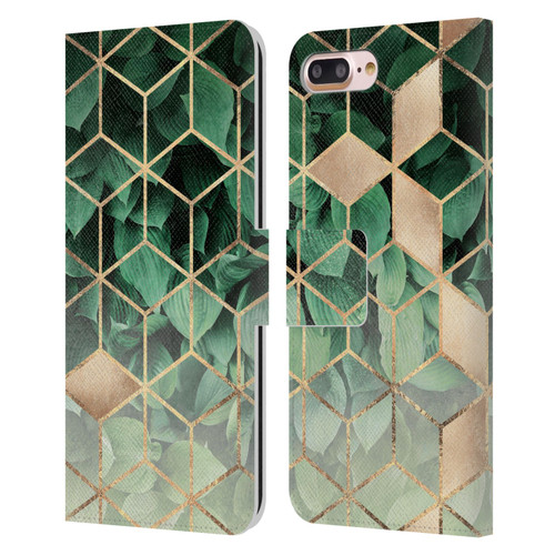 Elisabeth Fredriksson Sparkles Leaves And Cubes Leather Book Wallet Case Cover For Apple iPhone 7 Plus / iPhone 8 Plus