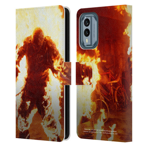 Friday the 13th Part VII The New Blood Graphics Jason Voorhees On Fire Leather Book Wallet Case Cover For Nokia X30