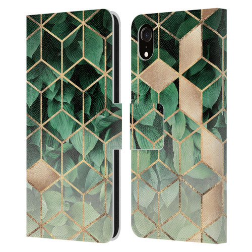 Elisabeth Fredriksson Sparkles Leaves And Cubes Leather Book Wallet Case Cover For Apple iPhone XR