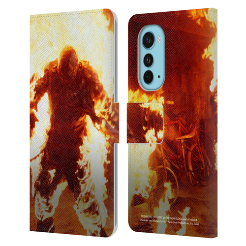 Friday the 13th Part VII The New Blood Graphics Jason Voorhees On Fire Leather Book Wallet Case Cover For Motorola Edge (2022)