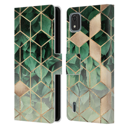 Elisabeth Fredriksson Sparkles Leaves And Cubes Leather Book Wallet Case Cover For Nokia C2 2nd Edition