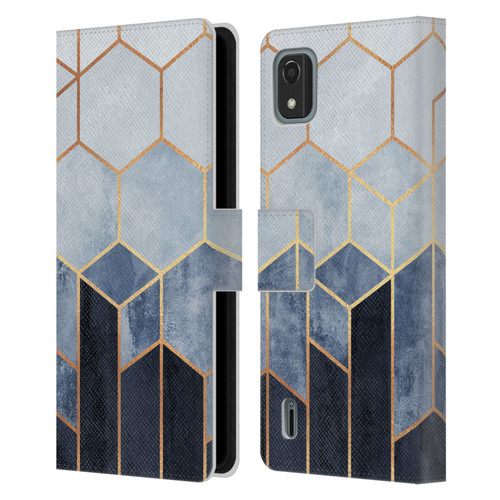 Elisabeth Fredriksson Sparkles Soft Blue Hexagons Leather Book Wallet Case Cover For Nokia C2 2nd Edition