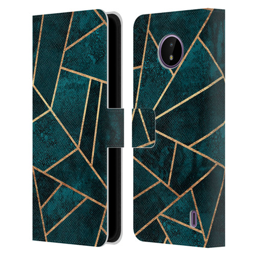 Elisabeth Fredriksson Sparkles Deep Teal Stone Leather Book Wallet Case Cover For Nokia C10 / C20