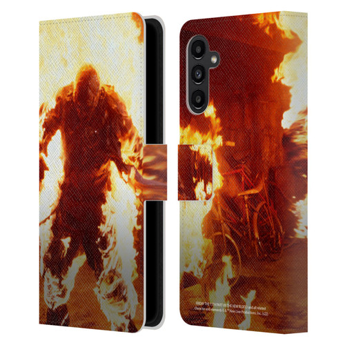 Friday the 13th Part VII The New Blood Graphics Jason Voorhees On Fire Leather Book Wallet Case Cover For Samsung Galaxy A13 5G (2021)