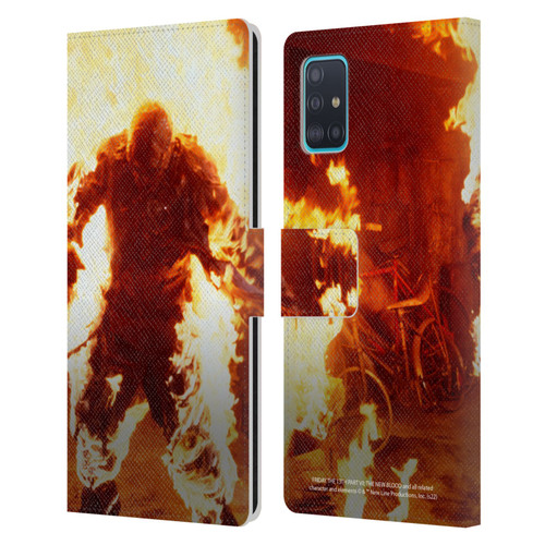 Friday the 13th Part VII The New Blood Graphics Jason Voorhees On Fire Leather Book Wallet Case Cover For Samsung Galaxy A51 (2019)