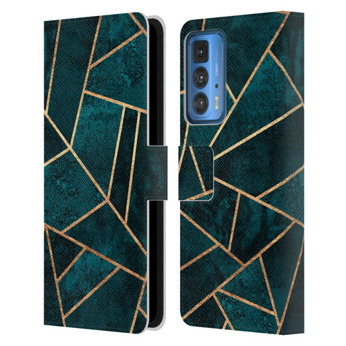 Elisabeth Fredriksson Sparkles Deep Teal Stone Leather Book Wallet Case Cover For Motorola Edge 20 Pro