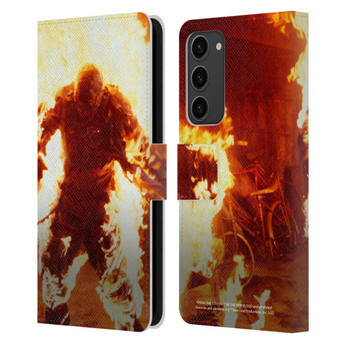 Friday the 13th Part VII The New Blood Graphics Jason Voorhees On Fire Leather Book Wallet Case Cover For Samsung Galaxy S23+ 5G