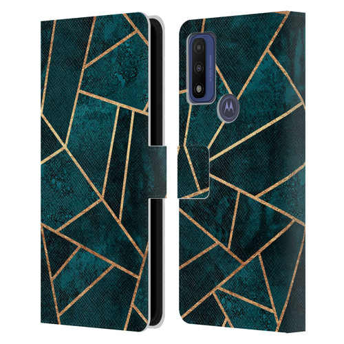 Elisabeth Fredriksson Sparkles Deep Teal Stone Leather Book Wallet Case Cover For Motorola G Pure