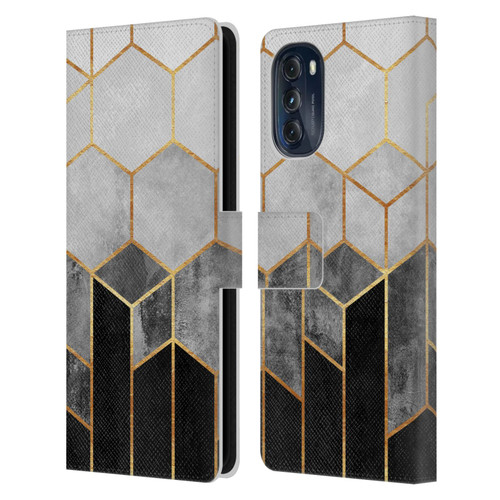 Elisabeth Fredriksson Sparkles Charcoal Hexagons Leather Book Wallet Case Cover For Motorola Moto G (2022)