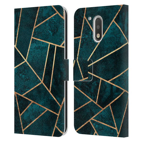 Elisabeth Fredriksson Sparkles Deep Teal Stone Leather Book Wallet Case Cover For Motorola Moto G41