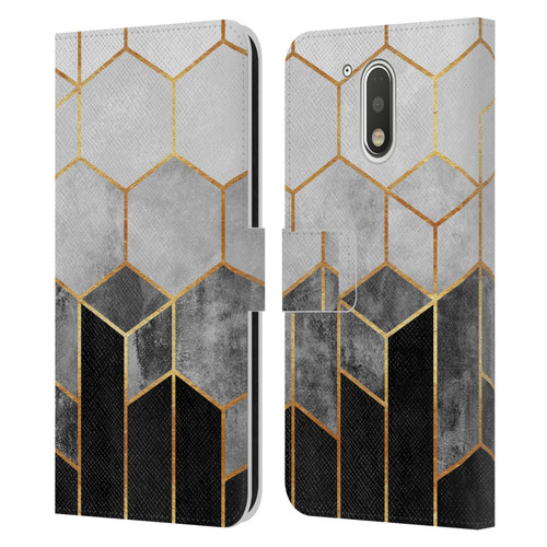 Elisabeth Fredriksson Sparkles Charcoal Hexagons Leather Book Wallet Case Cover For Motorola Moto G41