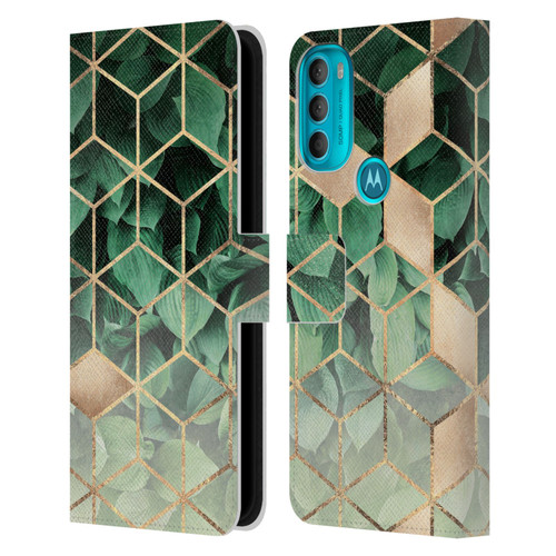Elisabeth Fredriksson Sparkles Leaves And Cubes Leather Book Wallet Case Cover For Motorola Moto G71 5G