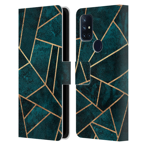 Elisabeth Fredriksson Sparkles Deep Teal Stone Leather Book Wallet Case Cover For OnePlus Nord N10 5G