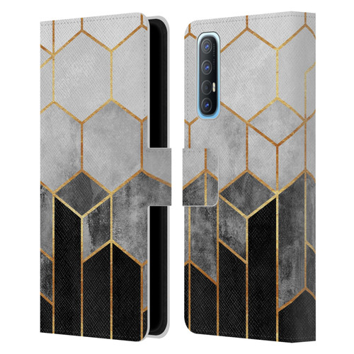 Elisabeth Fredriksson Sparkles Charcoal Hexagons Leather Book Wallet Case Cover For OPPO Find X2 Neo 5G