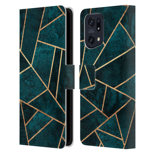 Elisabeth Fredriksson Sparkles Deep Teal Stone Leather Book Wallet Case Cover For OPPO Find X5