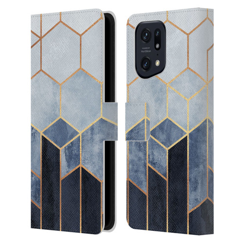 Elisabeth Fredriksson Sparkles Soft Blue Hexagons Leather Book Wallet Case Cover For OPPO Find X5 Pro