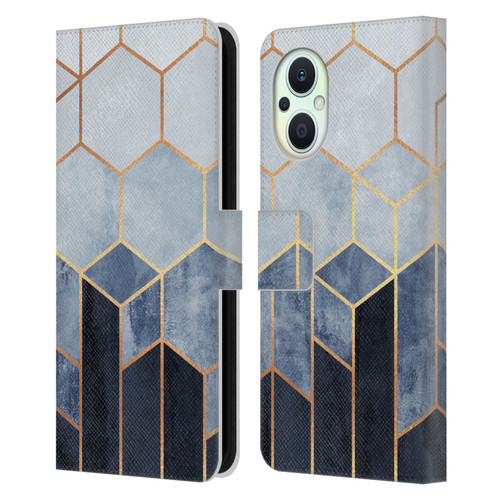 Elisabeth Fredriksson Sparkles Soft Blue Hexagons Leather Book Wallet Case Cover For OPPO Reno8 Lite