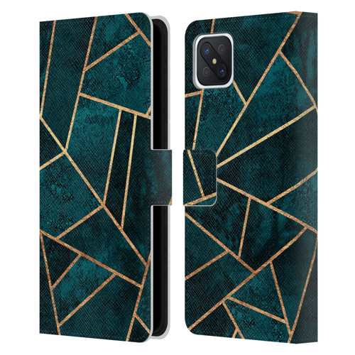 Elisabeth Fredriksson Sparkles Deep Teal Stone Leather Book Wallet Case Cover For OPPO Reno4 Z 5G