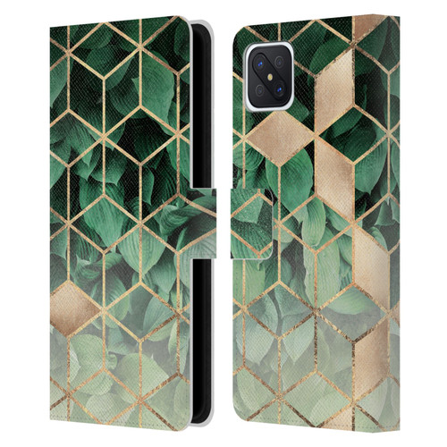 Elisabeth Fredriksson Sparkles Leaves And Cubes Leather Book Wallet Case Cover For OPPO Reno4 Z 5G