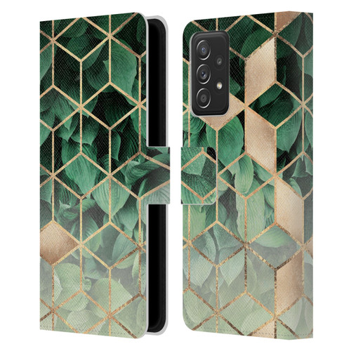 Elisabeth Fredriksson Sparkles Leaves And Cubes Leather Book Wallet Case Cover For Samsung Galaxy A52 / A52s / 5G (2021)