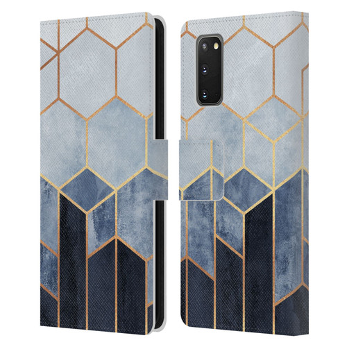 Elisabeth Fredriksson Sparkles Soft Blue Hexagons Leather Book Wallet Case Cover For Samsung Galaxy S20 / S20 5G