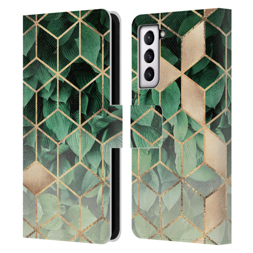 Elisabeth Fredriksson Sparkles Leaves And Cubes Leather Book Wallet Case Cover For Samsung Galaxy S21 5G
