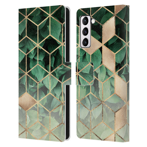 Elisabeth Fredriksson Sparkles Leaves And Cubes Leather Book Wallet Case Cover For Samsung Galaxy S21+ 5G