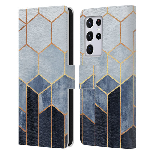 Elisabeth Fredriksson Sparkles Soft Blue Hexagons Leather Book Wallet Case Cover For Samsung Galaxy S21 Ultra 5G