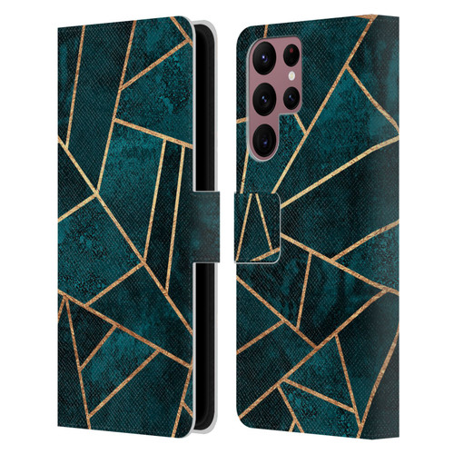 Elisabeth Fredriksson Sparkles Deep Teal Stone Leather Book Wallet Case Cover For Samsung Galaxy S22 Ultra 5G