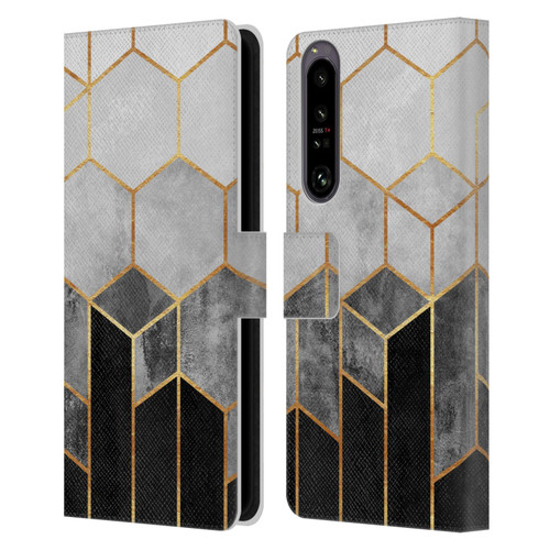 Elisabeth Fredriksson Sparkles Charcoal Hexagons Leather Book Wallet Case Cover For Sony Xperia 1 IV