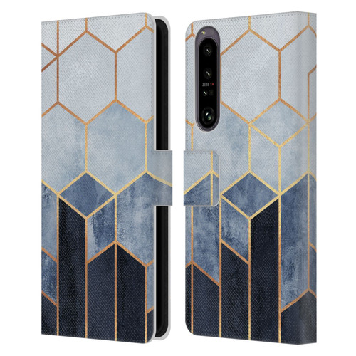 Elisabeth Fredriksson Sparkles Soft Blue Hexagons Leather Book Wallet Case Cover For Sony Xperia 1 IV