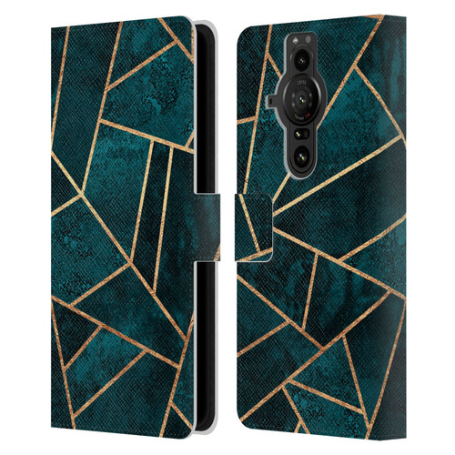 Elisabeth Fredriksson Sparkles Deep Teal Stone Leather Book Wallet Case Cover For Sony Xperia Pro-I