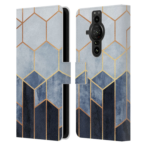 Elisabeth Fredriksson Sparkles Soft Blue Hexagons Leather Book Wallet Case Cover For Sony Xperia Pro-I