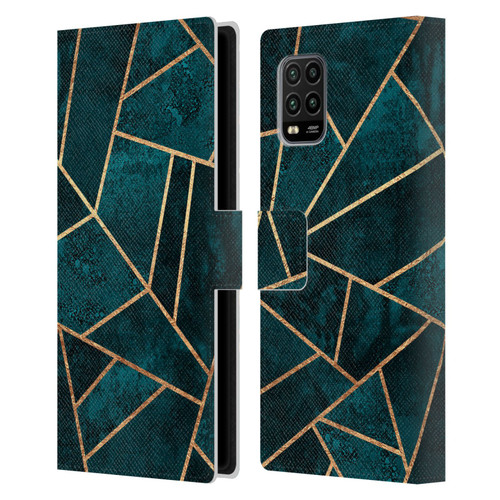 Elisabeth Fredriksson Sparkles Deep Teal Stone Leather Book Wallet Case Cover For Xiaomi Mi 10 Lite 5G