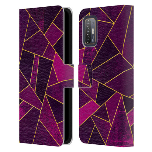 Elisabeth Fredriksson Stone Collection Purple Leather Book Wallet Case Cover For HTC Desire 21 Pro 5G