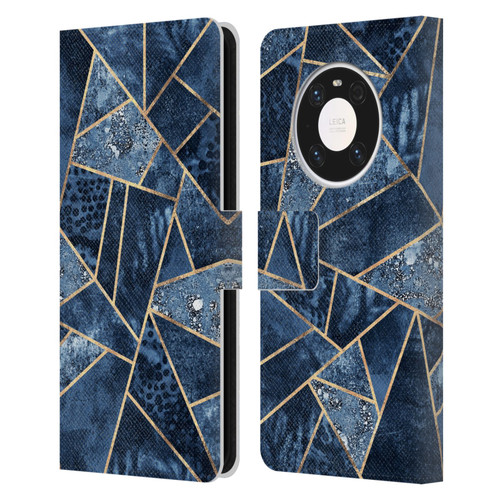 Elisabeth Fredriksson Stone Collection Blue Leather Book Wallet Case Cover For Huawei Mate 40 Pro 5G