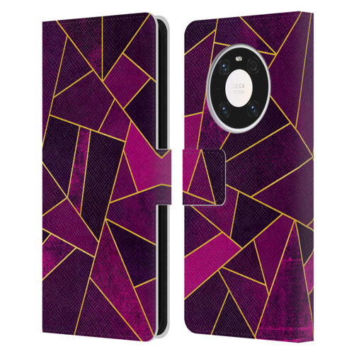 Elisabeth Fredriksson Stone Collection Purple Leather Book Wallet Case Cover For Huawei Mate 40 Pro 5G