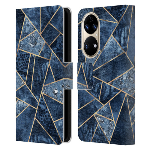 Elisabeth Fredriksson Stone Collection Blue Leather Book Wallet Case Cover For Huawei P50